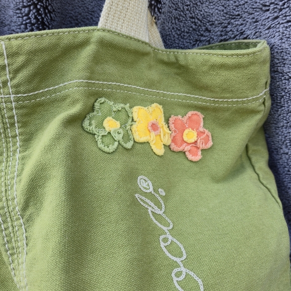 Vintage Y2k Life is Good canvas tote Floral - Picture 3 of 9